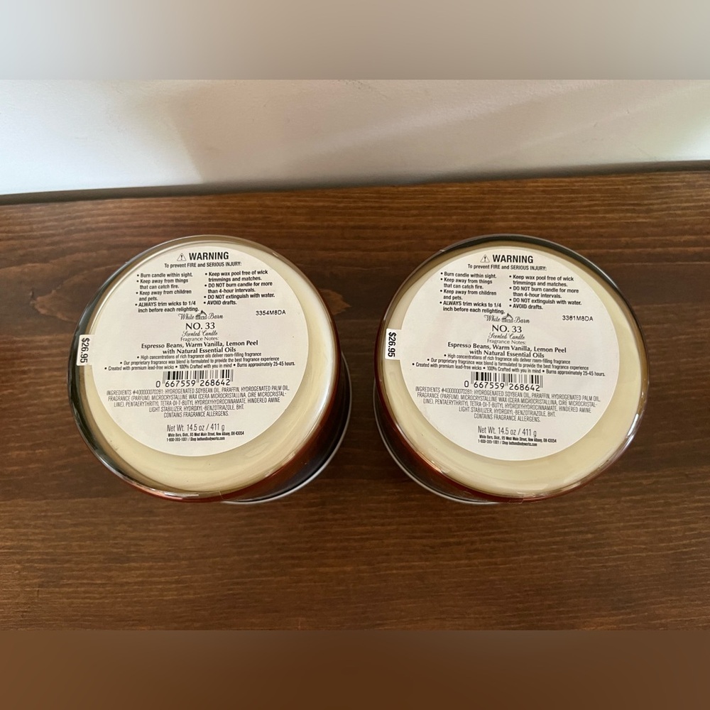 Bath and Bodyworks No. 33 Three Wick Candle X2 NWT - Picture 3 of 3